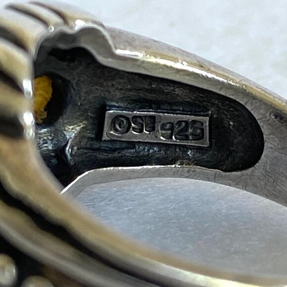 Sterling Silver 925 Cushion Cut Amethyst Double Citrine Wide Band Ring Sz 6.5 - Picture 6 of 16